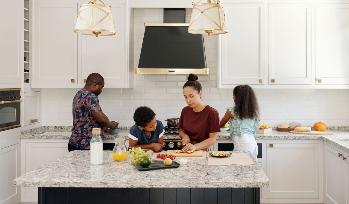 Family preparing a meal together